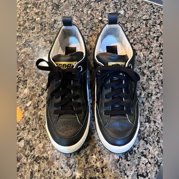 Golden Goose Black Leather YEAH Sneakers with White Trim - Picture 2 of 12